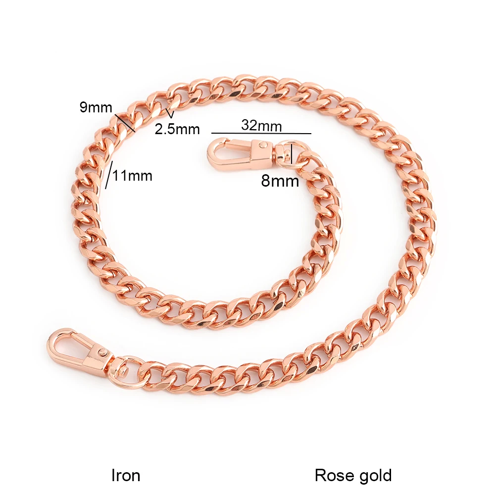 30-130cm 7mm Custom Gold Aluminum Handbag Chain Light Weight Multicolor Fashionable Metal Chain for DIY Bag Accessories
