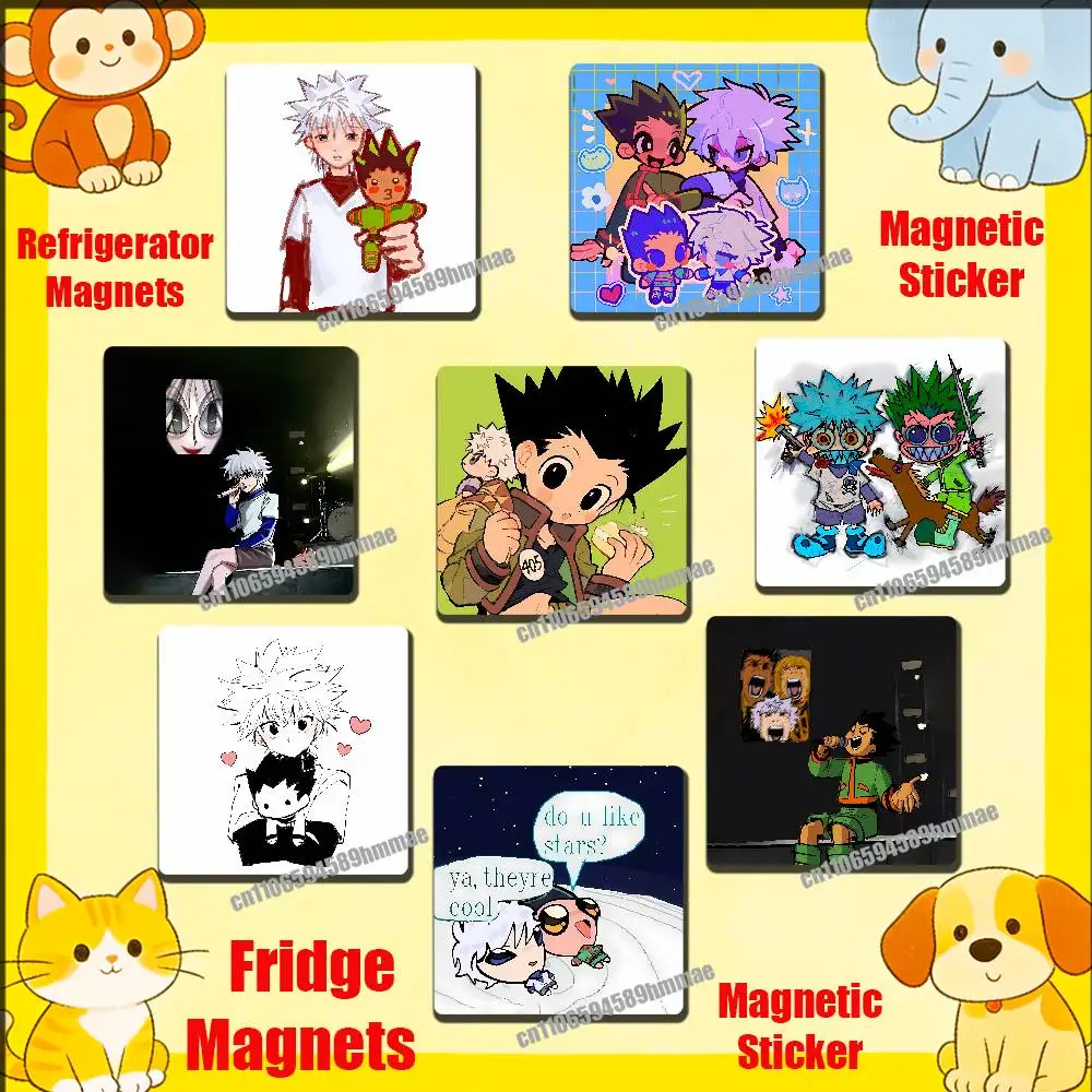 

H-Hunter x Hunter Killua Gon Fridge Freezer Refrigerator Magnets Kitchen Metal Cabinet Magnetic Sticker Card