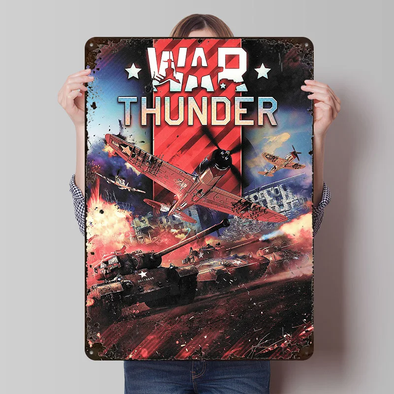 War Thunder Poster Customized Wall Art Vintage Metal Signs Retro Tin Plaque for Man Cave Home and Decoration Gaming Office Decor
