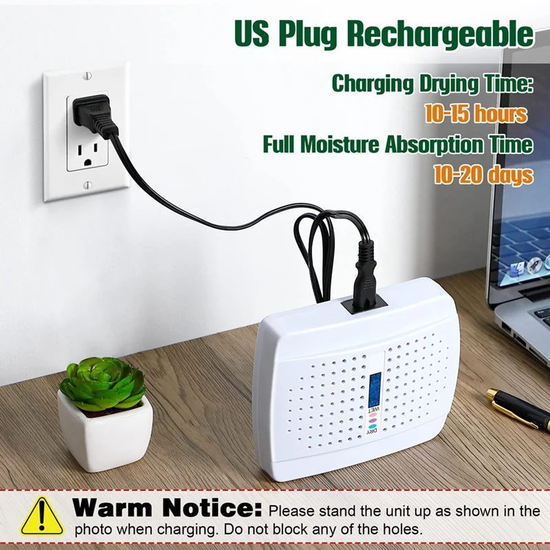 Rechargeable Small Dehumidifier, High-Efficiency Moisture Absorber For Bedroom, Wardrobe And Bookcase,EU Plug,2PCS Easy To Use