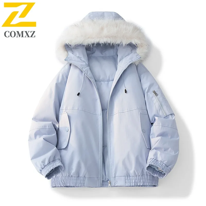 COMXZ الكورية موضة الخبز سترة سميكة مقنعين أنيق السفر وسادة مبطنة مصمم ثلجي الراقية الشتاء الحشو ملابس رجالي