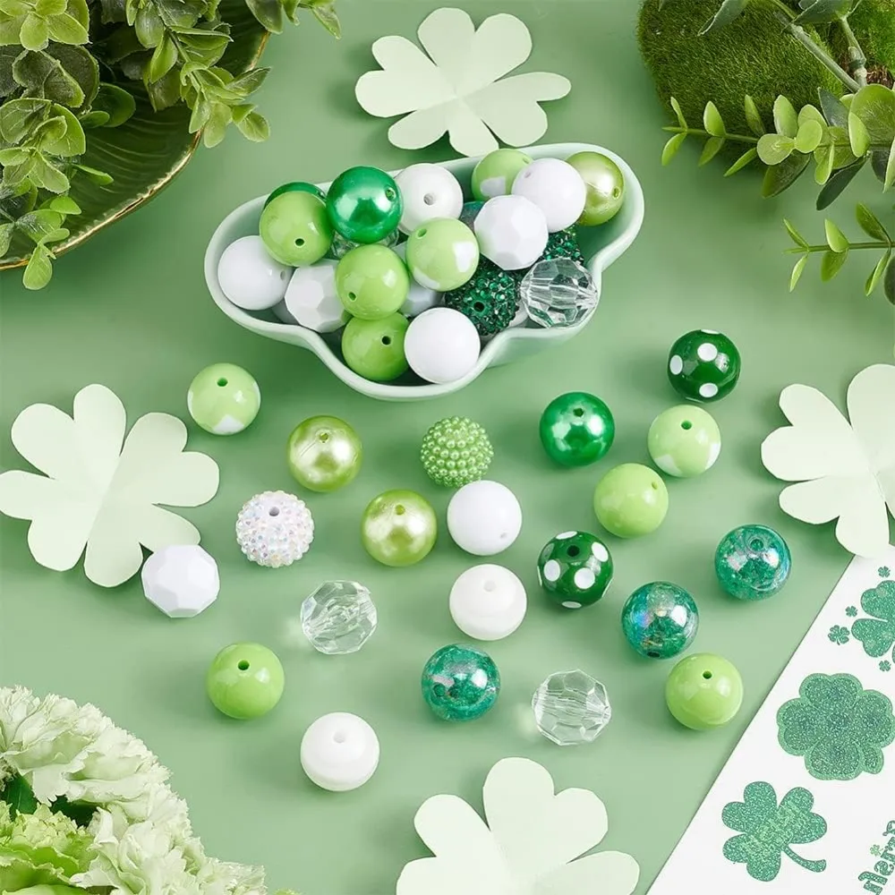 Patrick's Day Chunk Beads, Engines Blegum Resin, Opaque Acrylic Pen, Large At, 20mm, 50Pcs