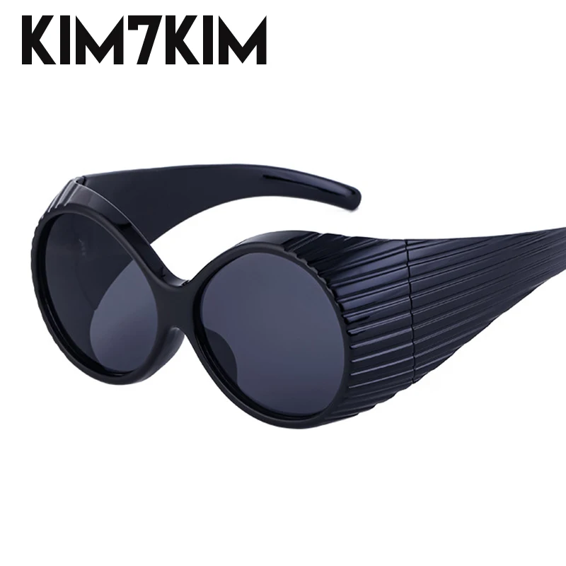 Oversized Steampunk Round Sunglasses Women Retro 2000\'s Wrap Around Sun Glasses For Female 2024 Fashion Big Frame Punk Sunglass