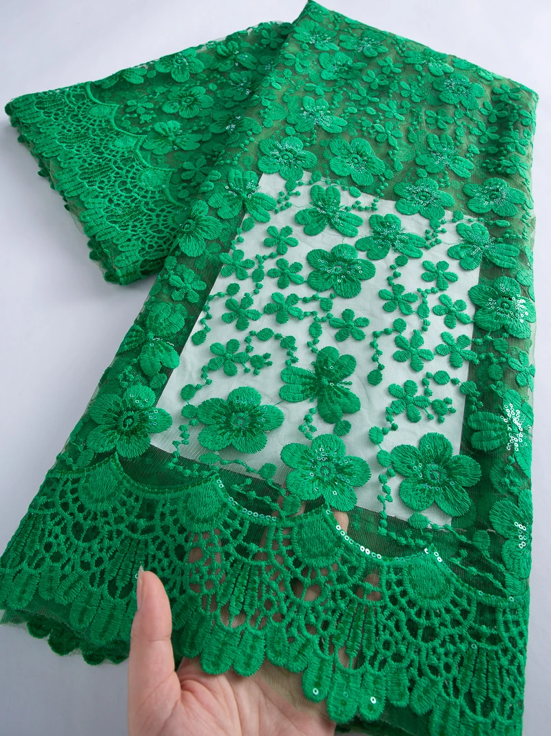 

2025 French Mesh Tulle Lace Fabric High Quality 2.5Yard Embroidered Nigerian Sequins Lace Fabric 2025 African Lace Fabric TY4412