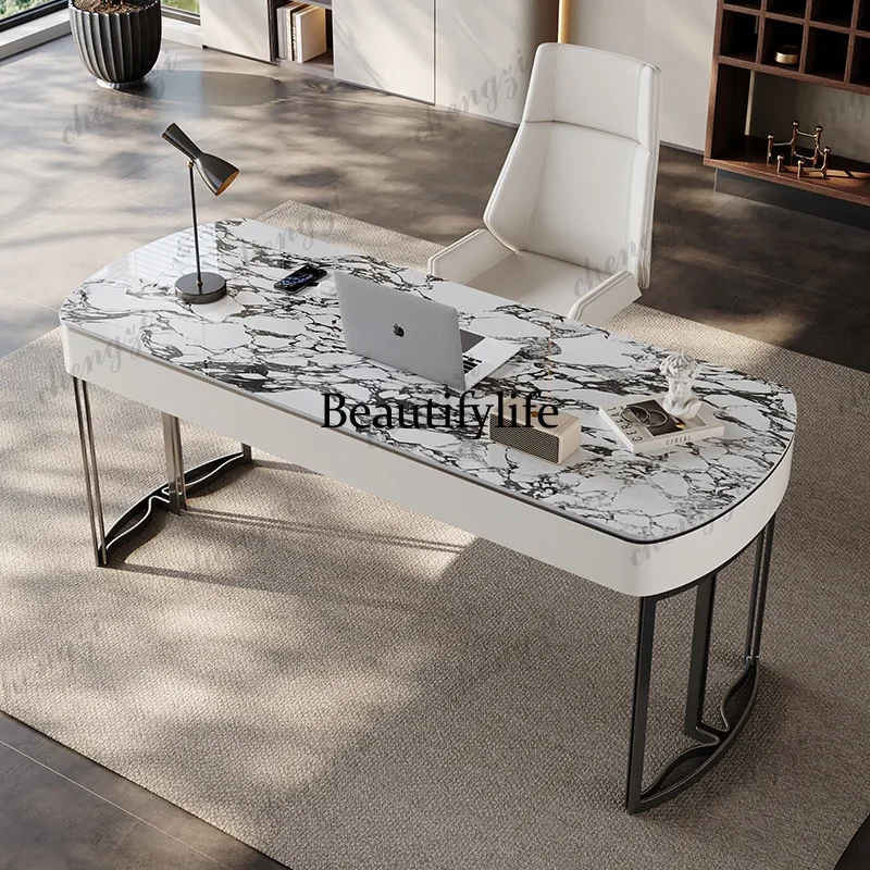 BBB   Mid-century Light Rock Plate Office Desks Modern Designer Dinning Office Desks Minimalist Tidy Office Furniture Tisch