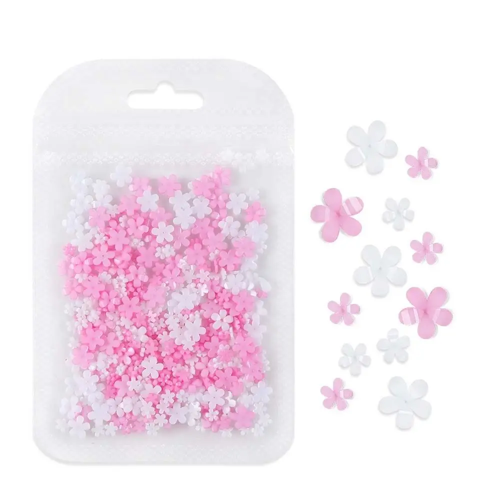 Pentapetal Flower Flower Nail Decorations DIY Nail Art Manicure Accessories Flower Nail Accessories Mixed Size Pink