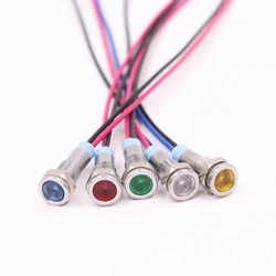 6mm LED Metal Indicator Light Waterproof Signal Lamp Pilot Sealing 6V 12V 24V 220V With Wire Red Yellow Blue Green White