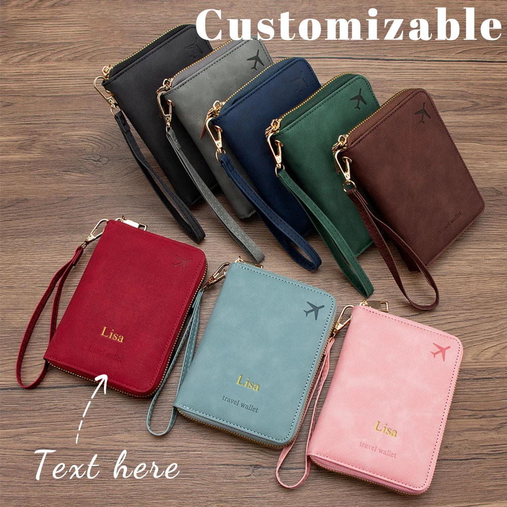 

Персонализированный RFID-антимагнитный чехол для паспорта с молнией, многофункциональная сумка для хранения документов для путешествий.