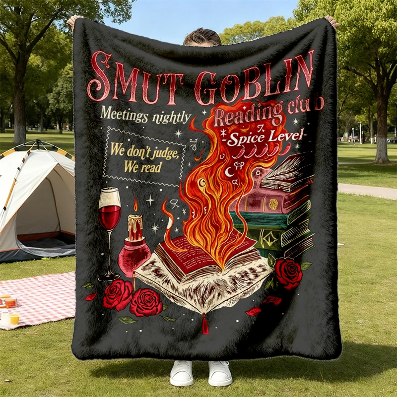 Smut Goblin Dark Romance Reading Club Flannel Blanket, Spicy Book Lover Gift, Bookish Flannel Throw