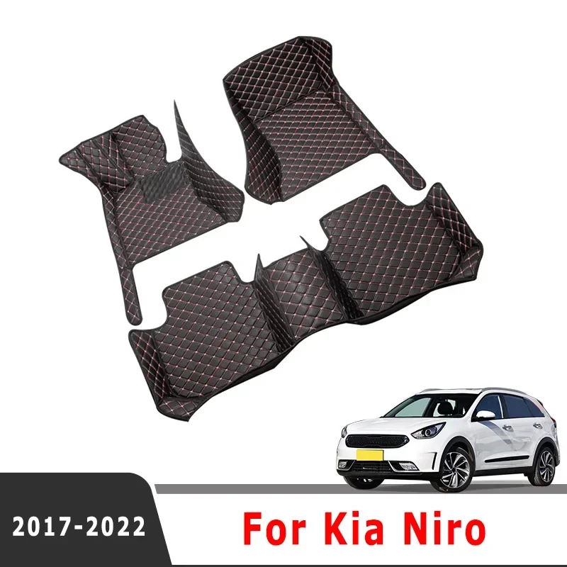 Car Floor Mat For Kia Niro 2017 2018 2019 2020 2021 2022 Waterproof Leather Carpet Foot Pad Auto Interior Accessories