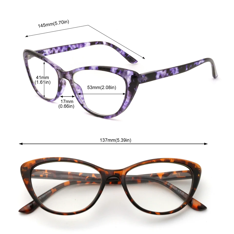 BEGREAT Reading Glasses for Women 4 Pack Blue Light Blocking Oversized Cat Eye Stylish Spring Hinge Readers +1.25 +1.75 +2.75
