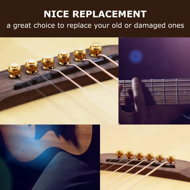 1Set Akustische Gitarre Bridge Pin Gitarre Saiten Nagel Massivem Kupfer Messing mit Gitarre Bridge Pin Puller