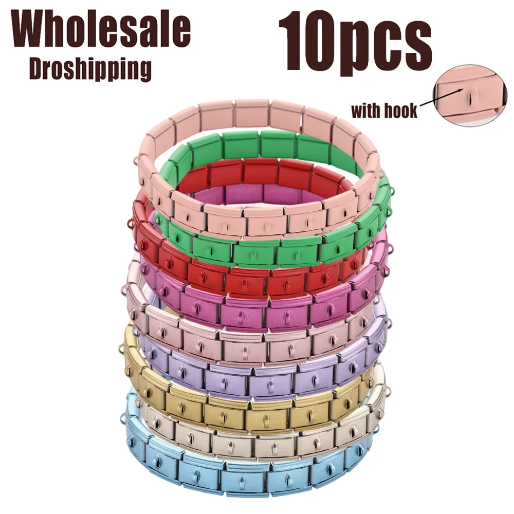 

10pcs/lot Colorful Multifunctional Hanging Italian Charm Link fit 9mm Stainless Steel Bracelet with Hooks DIY Jewelry Wholesale