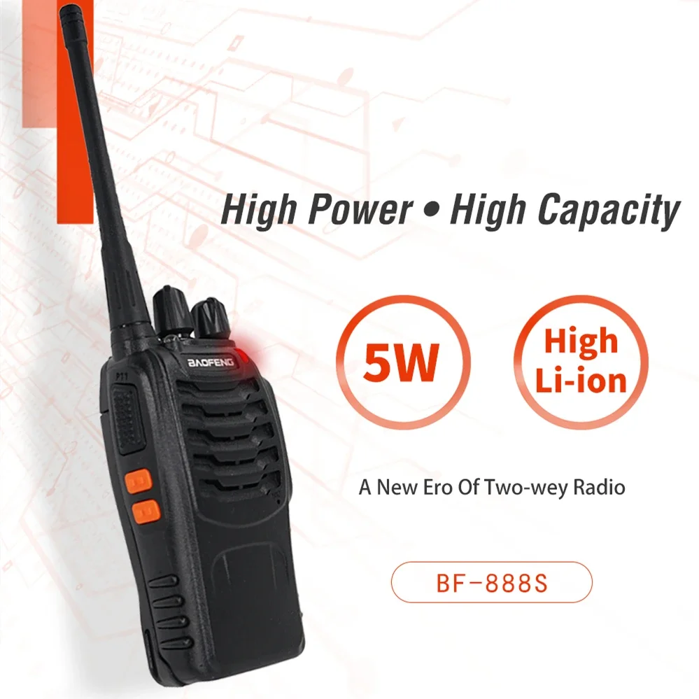 Baofeng-walkie-talkie BF888S, transmisor de Radio bidireccional portátil de 5W, piezas, 6KM, transceptor UHF, intercomunicador BF 888S, 2/4 BF-888S,