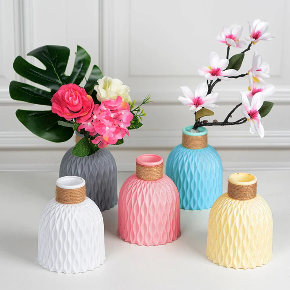 Plastic Flowerpot Flower Vase Dry Flower Bottle Flower Arrangement Nordic Style Modern Vases Pineapple Pattern Home Decoration