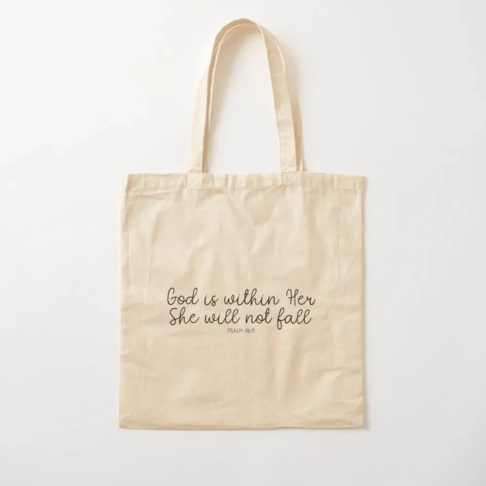 

Christian lettering black and white quote - Psalm 46-5 Tote Bag shopping bag canvas bags bag for beach