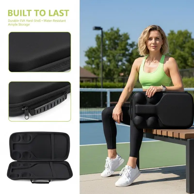Pickleball Paddle Storage Cover for 2 Paddles and 4 Balls Waterproof Durable Bag for Women Men Great for  Play