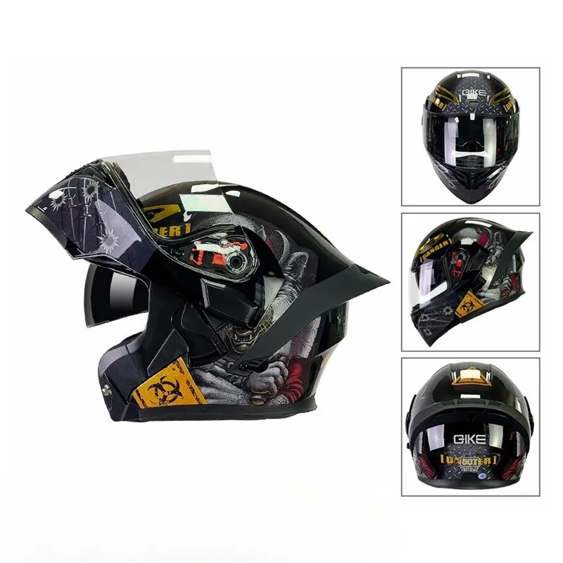 

Аксессуары для мотоциклов, Мотошлем мужской, Мотошлем женский, Универсальный мотошлем с двойным визором и откидной лицевой частью