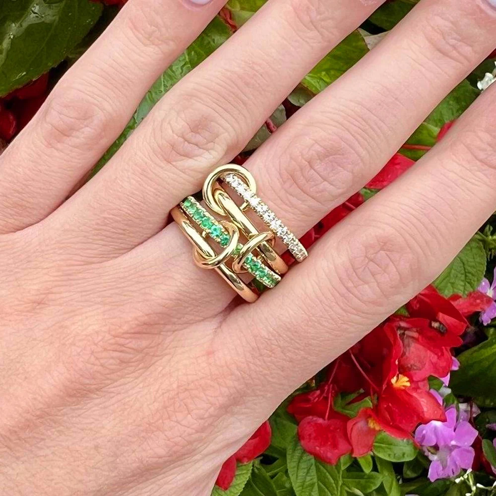 

2025 New Gold Color Pave CZ Drop Charm 3 Pcs Multi Piece Stacking Eternity Band Ring Fashion Women Full Finger Jewelry Wholesale