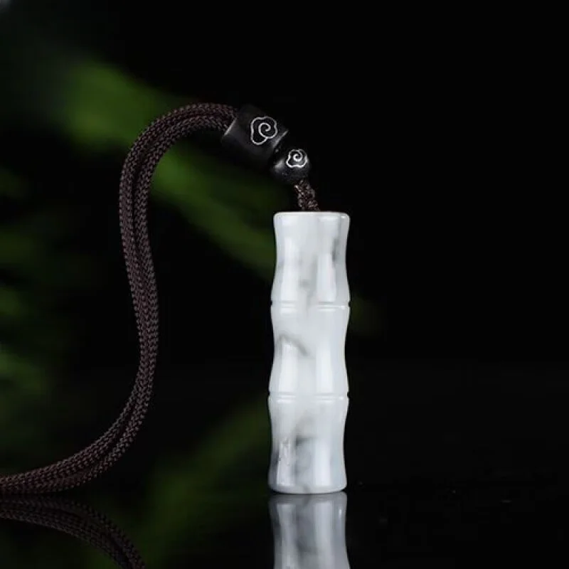 Hetian Blue and White Rising Bamboo Pendant Men's and Women's Blue and White Pendant