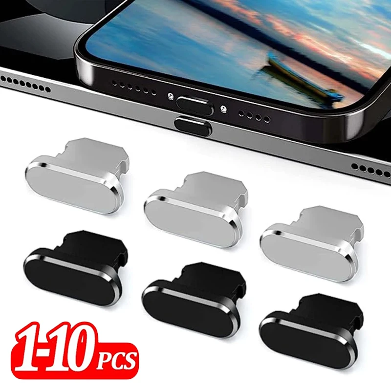 2-10PCS Aluminum Alloy Anti Dust Plug for IPhone 13 12 11 Pro Max 8 7 Plus IPad AirPods Apple Series Lightning 8-pin Port Cover