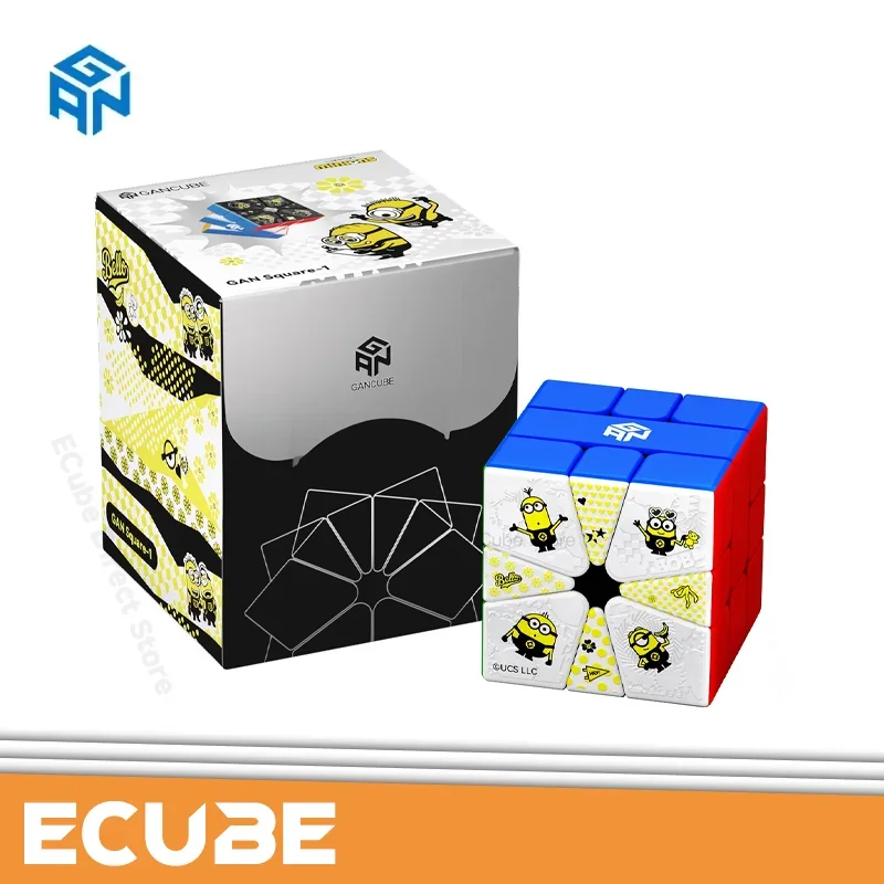 [ecube]-gan-sq1-magnetic-uv-maglev-minions-limited-edition-speed-cube-black-top-magic-square-1-puzzle-toy
