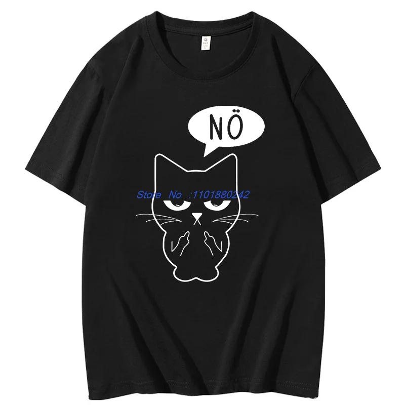 Funny Cat Showing Middle Finger Fashion Graphic T Shirts Summer Short Sleeve T-Shirts Unisex Cotton Casual Streetwear T-Shirt