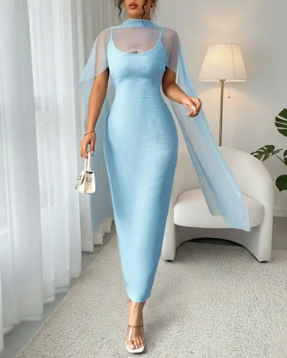 

2026 Spring/summer Elegant New Fashion Casual Solid Color Slimming Strap Dress, Fashionable and Sexy Long Dress for Women