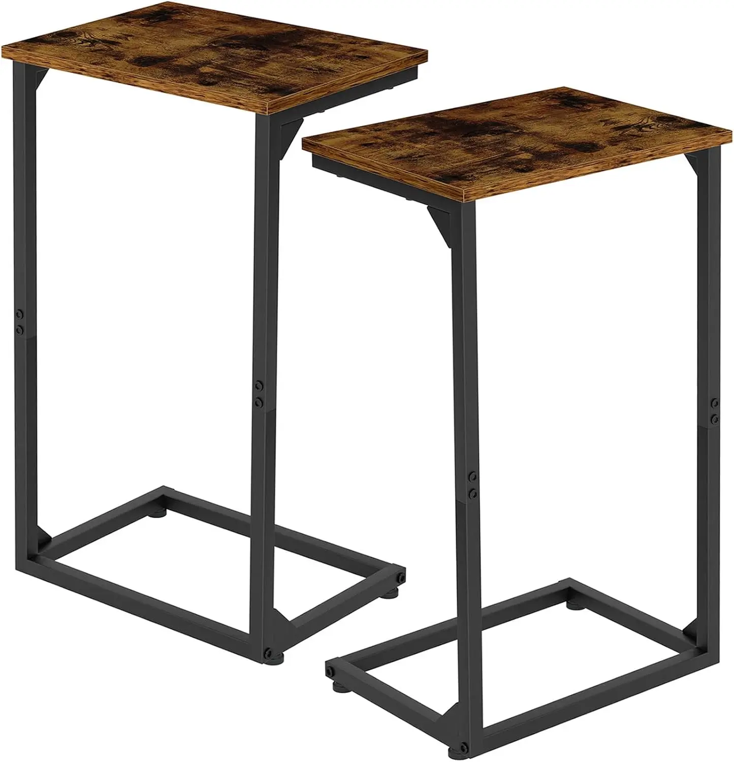 

C Shaped End Tables Set of 2, Couch Side Tables that Slide Under, TV Trays for Living Room, Bedroom, Small Space, Sofa, Rusti