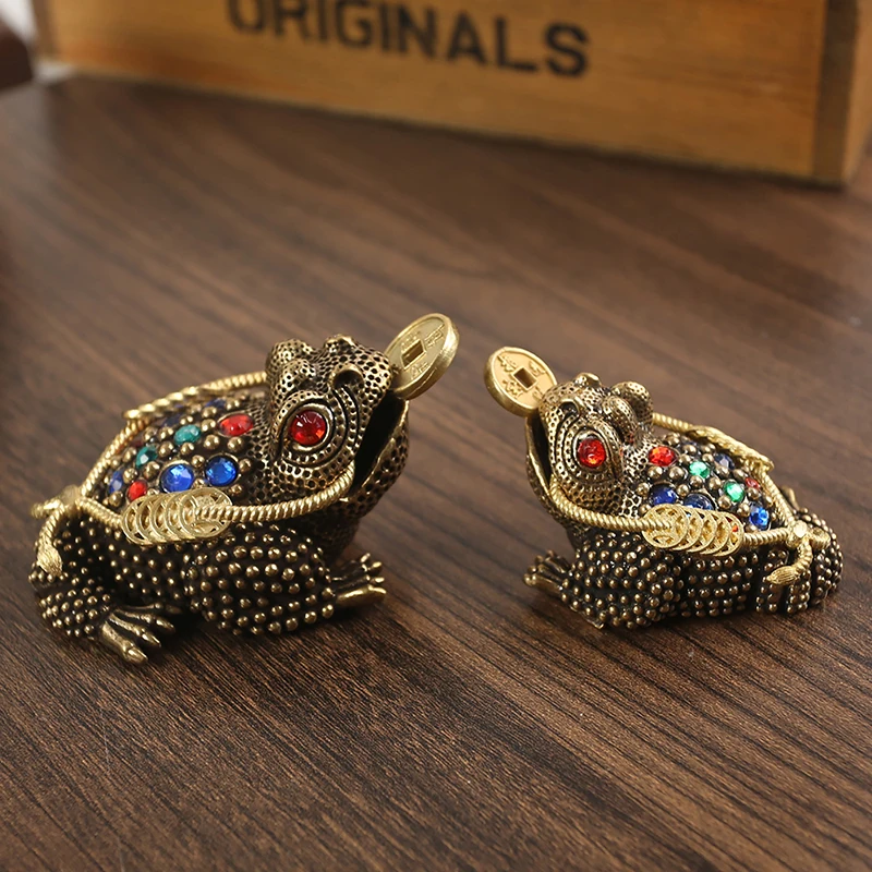 Feng Shui Toad Money LUCKY Fortune Wealth Chinese Golden Frog Toad Coin Home Office Decoration Lucky Gifts Tabletop Ornaments