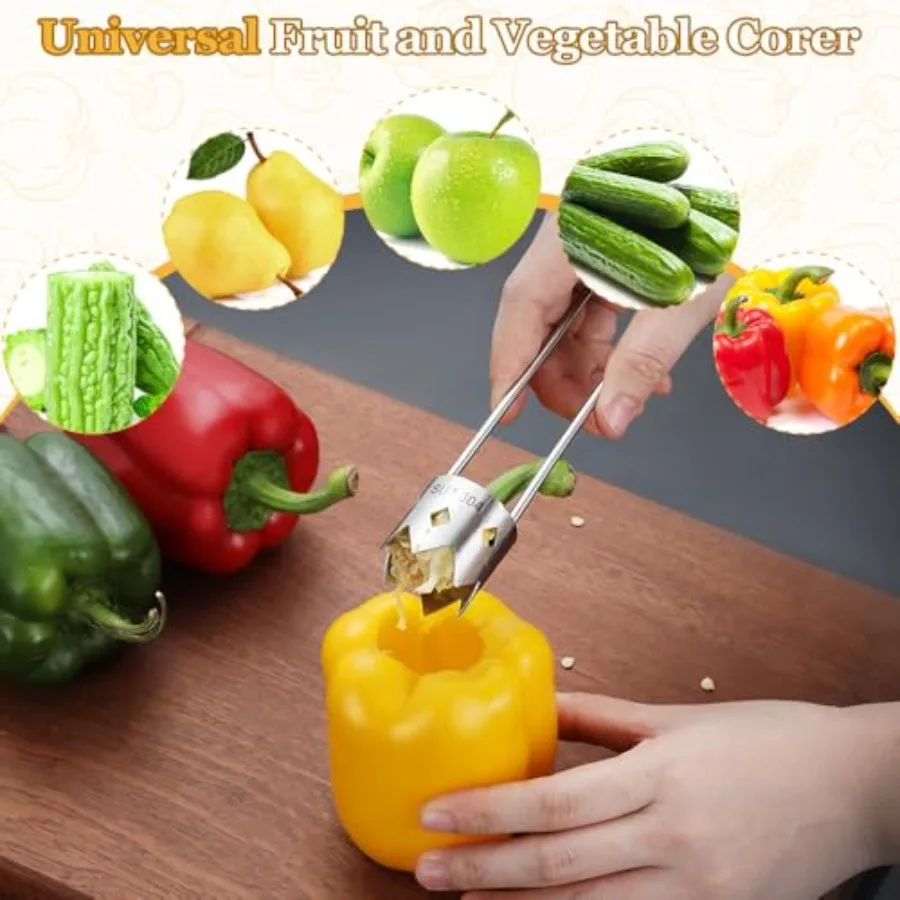 Verbeterde roestvrijstalen rode bel peperzaadboorgereedschap voor groenten en fruit Keukengadget met efficiënte zaadverwijdering F