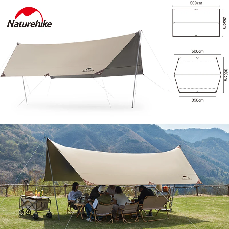 

Naturehike Camping Awning Tent Picnic Shelter Sunshade Tarp Outdoor Large Shade Canopy Park Beach Silver Coating Canopy