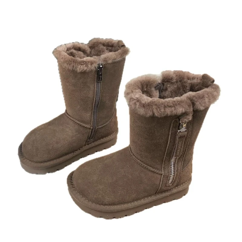 

Winter Children's Girls Velvet Thickened Warm Cotton Boots Kid Toddler Students Princess Fashionable Versatile Casual High Boots