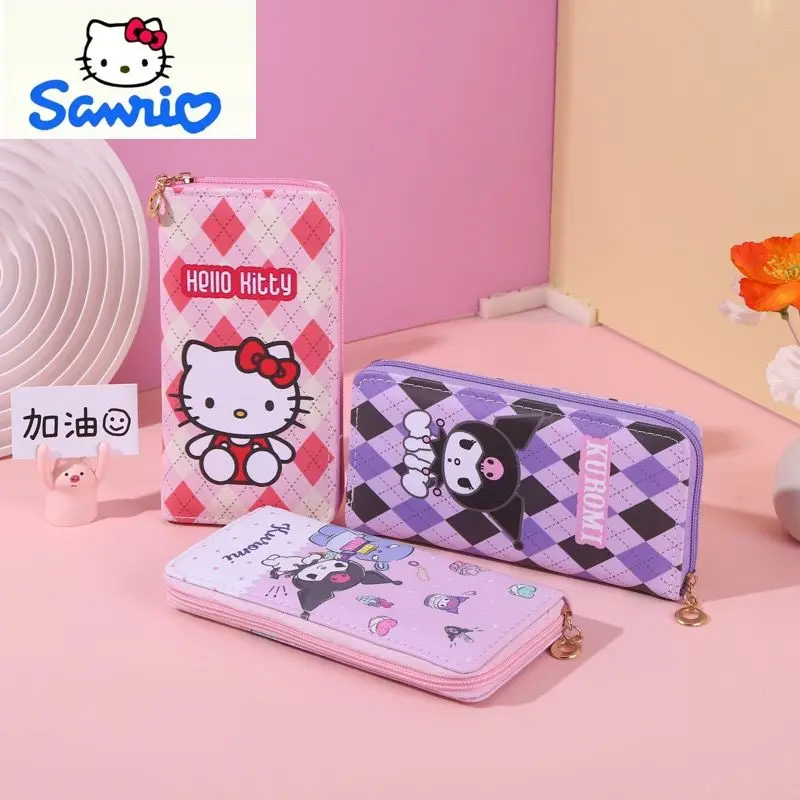سانريو أزياء عالية الجودة بو الكرتون الإبداعية Kuromi المحفظة طويلة طالب سستة لطيف تغيير المحفظة المحمول