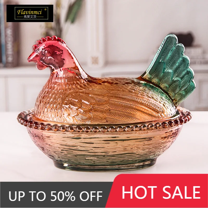 Creative Glass Storage Jar Lid Chicken Kitchen Candy Jar Snack Tea Coffee Sugar Jars Luxury Cute Funny Household Storage Boxes