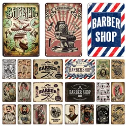 Retro Tin Sign Barber Shop Decor Advertising Metal Plate Decorative Plaque Rusty Poster Vintage Sign Shabby Chic Wall Decor