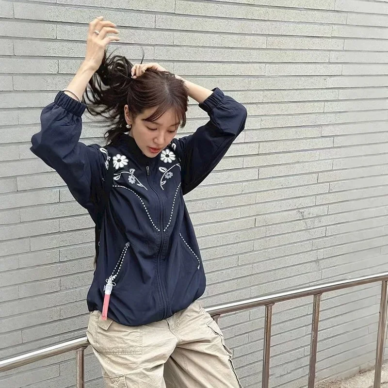 

2025 Autumn New Floral Embroidery Street Vintage Jacket Baseball Men and Women Versatile Couple Coat Top