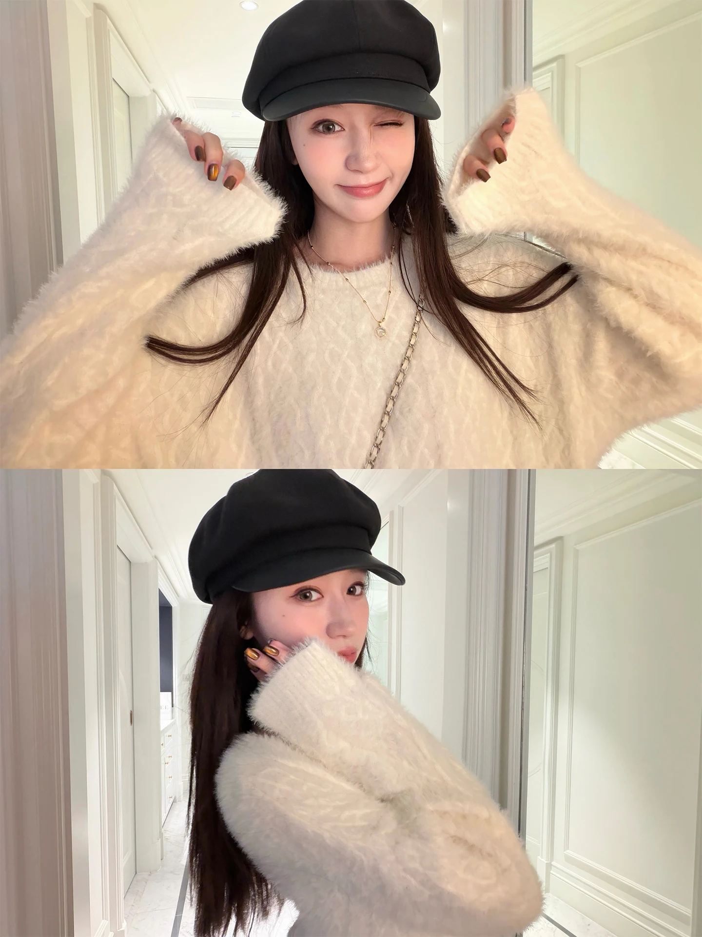 

YANUOYU Cherry Berries круглый вязаный свитер, приятный для кожи, свободный крой, теплый длинный свек, женская мода, зима 2025