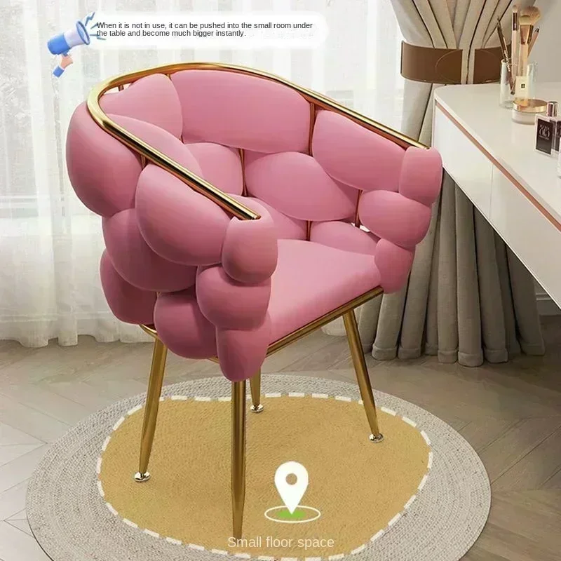 High-color Cosmetic Stool Home Girls Bedroom Dressing Table Stool  Luxury Simple Petal Chair Backrest Nail Chair