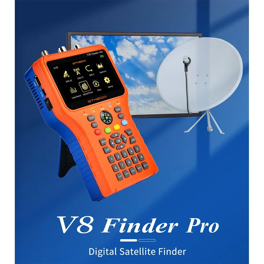 V8 Finder Pro 2 Combo Meter H.265 DVB-S2X/S2/T2/C Spectrum Analyzer Equipped with Advanced Functions for 4.3 Inch Screen Use