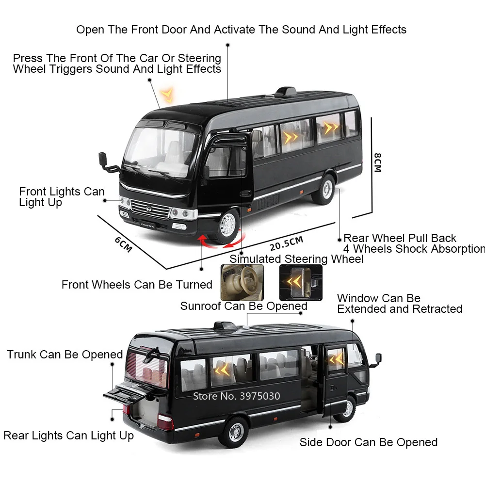 1:24 Coaster AE86 Legering Speelgoed Miniatuurmodellen Auto's Wielbesturing 3 Deuren Geopend Voertuigwiel Trek Auto voor Jongens Kerstcadeaus