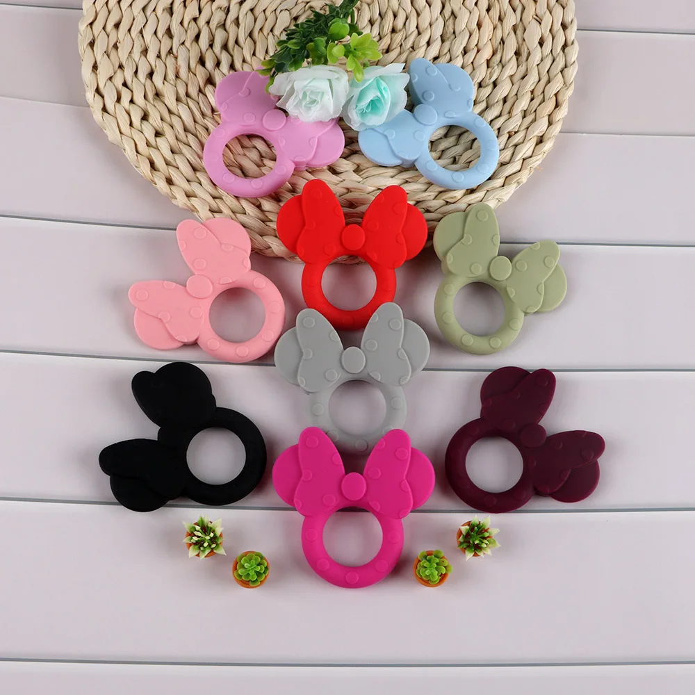 Silicone Clips Beads Teether Cartoon Mouse For Jewelry Making Baby Toys DIY Pacifier Chain Necklace Jewelry Accessories