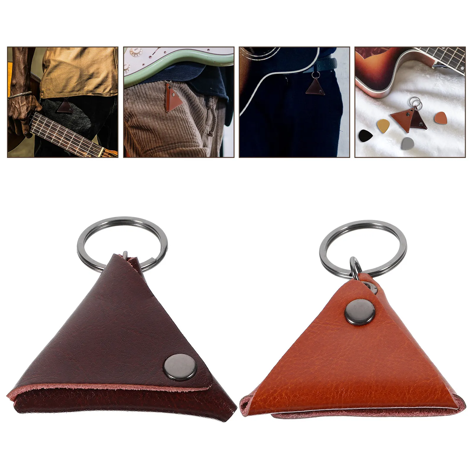 2Pcs Guitar Picks Bag with Keychain Loop High-Class Plectrum Holder Compact Lightweight for Travel Outdoor Music
