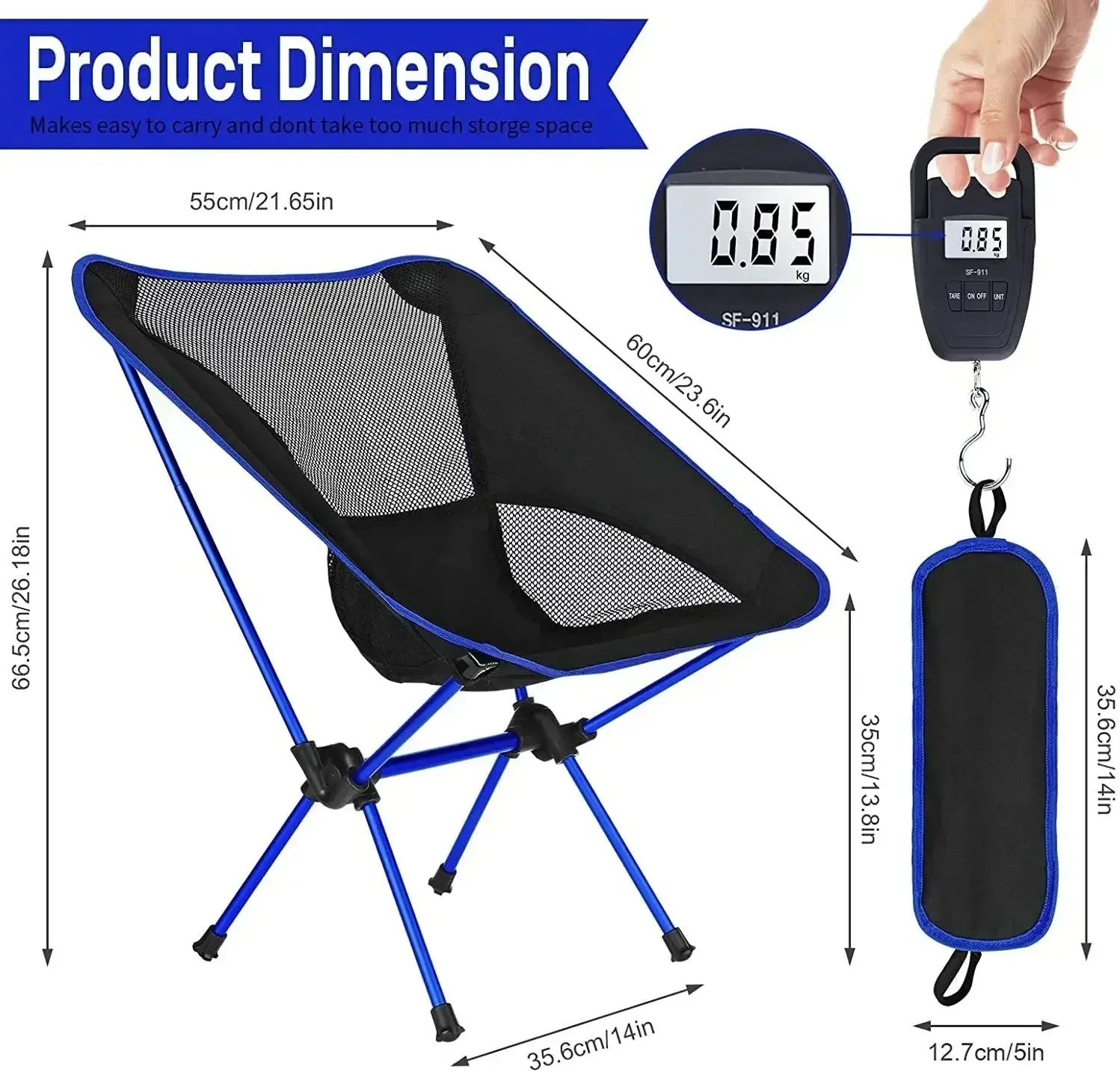 

Outdoor Ultralight Camping Chair Oxford Cloth Folding Extended Seat Portable Fishing BBQ Festival Picnic Beach Travel Gear