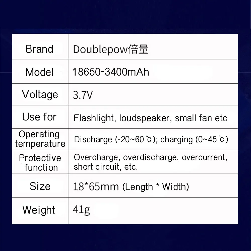 100% oryginalny akumulator litowy Doublepow 18650 3,7 V 3400 mah 18650 do baterii latarki