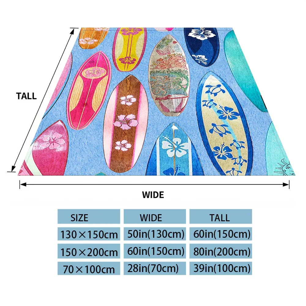 Vibrant Surfboard Pattern Throw Blanket Cozy Beach Decor Boho Living Room Couch Throw Gift