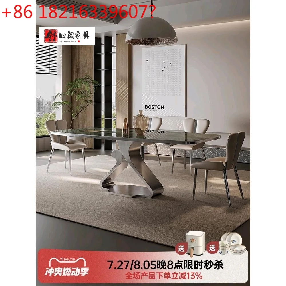 

Новый итальянский обеденный стол из каменной плиты, высококачественный прямоугольный стол для виллы, гостиной, бытовой микрокристаллический камень, роскошный камень