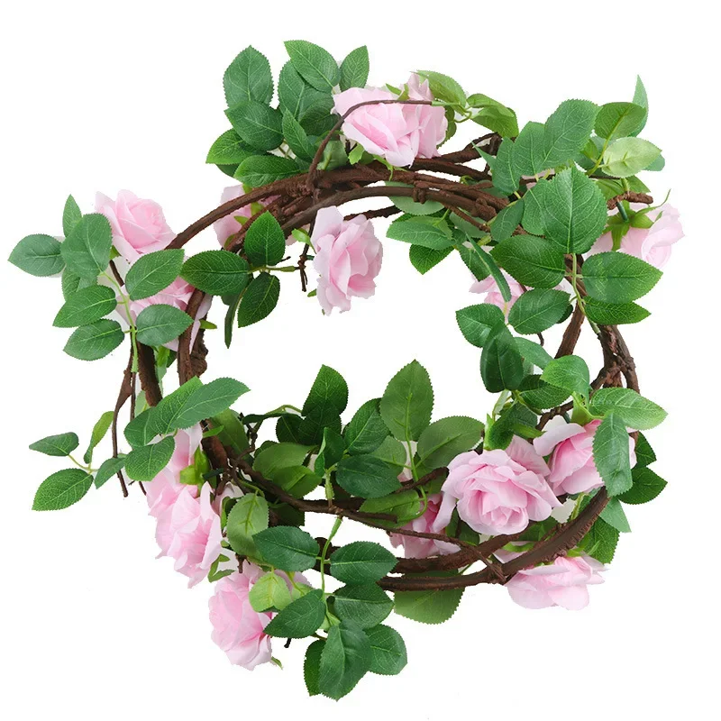 2.3M Artificial Flowers Red Pink Rose Flower Vine for Wedding Home Room Christmas Decoration Garden Arch DIY Fake Flower Vine