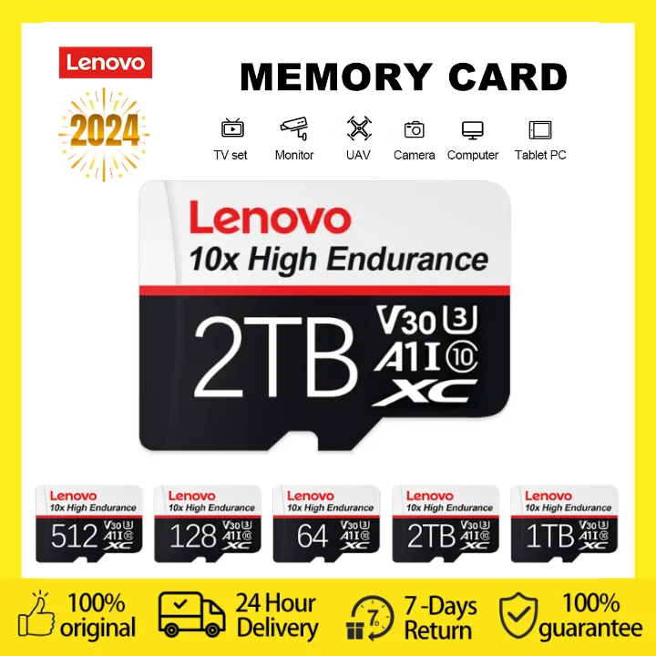 Lenovo 1TB Memory SD Card 64 128GB 2TB High Speed SD Card SD/TF Flash Card Class10 Memory TFCard for Phone/PC/Tablet/ Monitoring