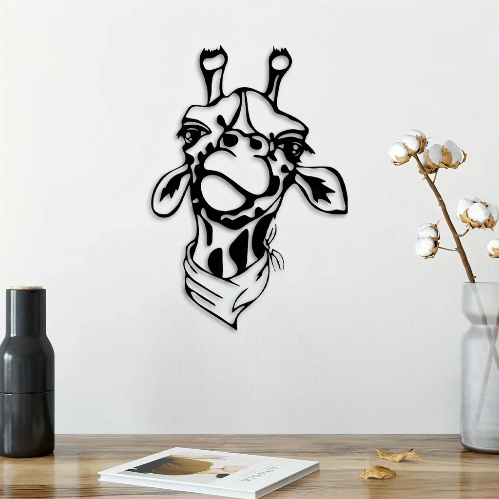 

1pc Cute Giraffe Wall Mounted Art Home Decor Dorm Room Restaurants Livingroom Bedroom Home Decor metal animal sign